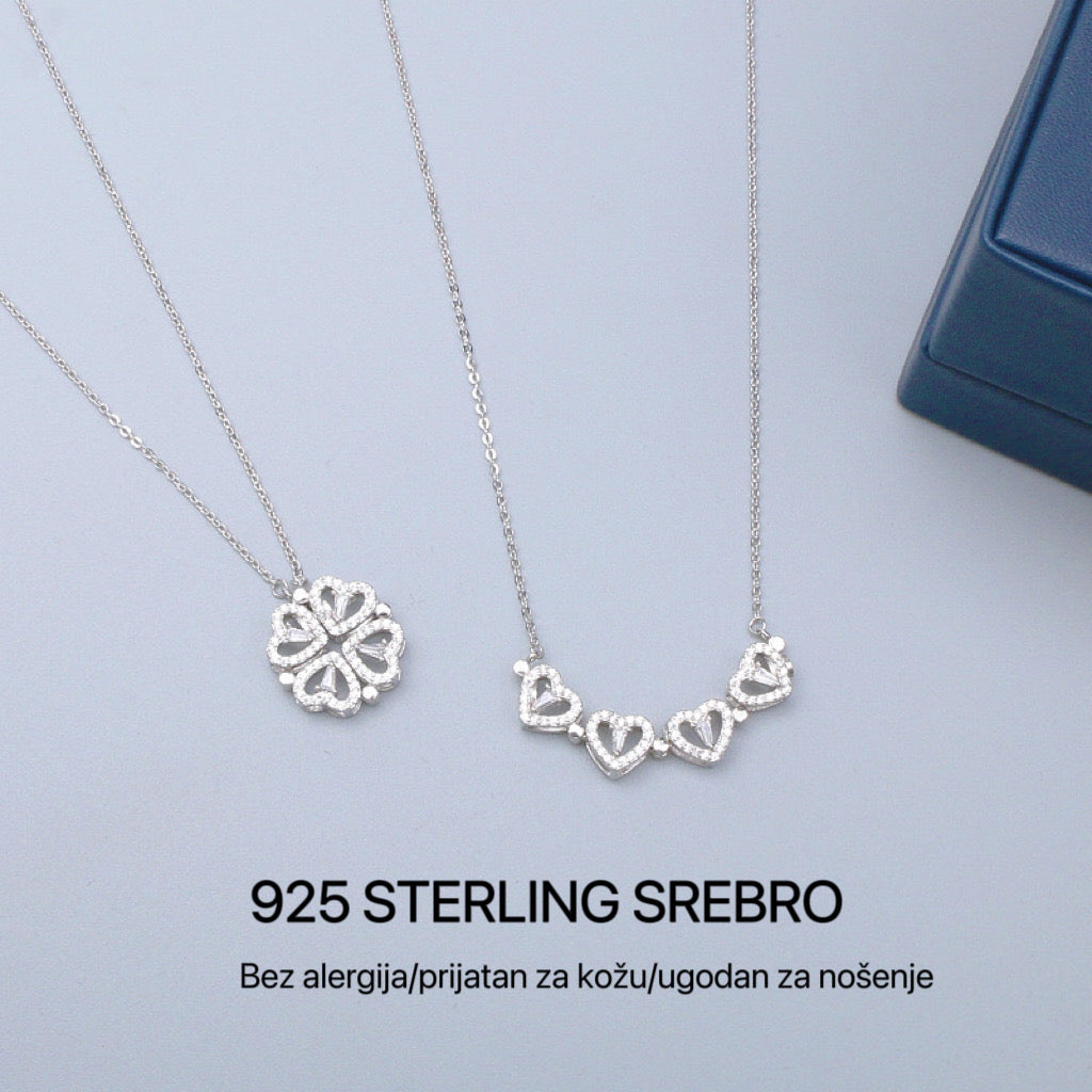 Ženska ogrlica u obliku srca s četiri lista Lucky Accessory (NERĐAJUĆI ČELIK)
