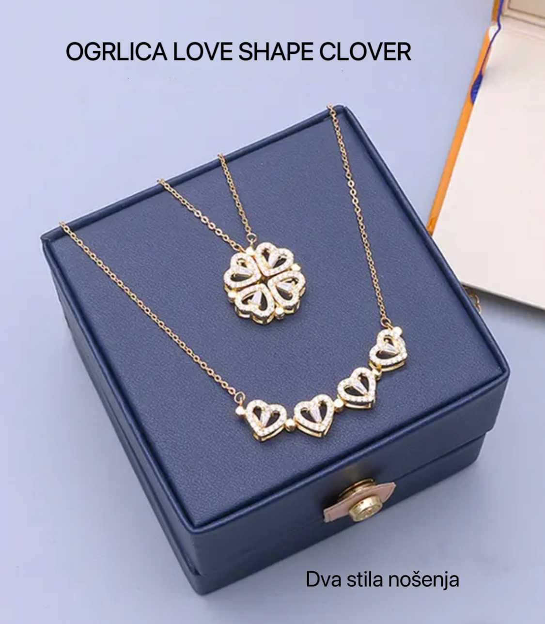 Ženska ogrlica u obliku srca s četiri lista Lucky Accessory (NERĐAJUĆI ČELIK)